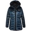 Schott NYC Bakersh2w Giacca Lunga Leggera con Cappuccio da Donna, con Piume, Oceano, L Unisex-Adulto