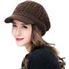 Comhats 50%/100% lana invernale da donna, berretto lavorato a maglia con visiera, 89212_Caffè, M