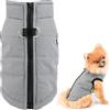 SMALLLEE_LUCKY_STORE Giacca invernale impermeabile per animali domestici con anello a D per cani di piccola taglia e gatti,cerniera cuccioli di chihuahua Yorkie gattino vestiti caldi, grigio, XS
