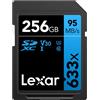 Lexar Professional 633x Scheda SD 256 GB, Scheda di Memoria SDXC UHS-I, U3, Class 10, Fino a 95 MB/s di Lettura, SD Card per DSLR di Fascia Media, Videocamera HD, Fotocamere 3D (LSD256CBEU633)