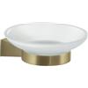 GEDY | Portasapone Tonale, Porta Saponetta in Acciaio Inox, Cromall e Vetro Satinato, Fissaggio con Viti Incluse, Oro Matt, 3,9x10,9x11,5cm