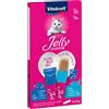 Vitakraft Jelly Lovers, snack gatto, snack gatto in gelatina con salmone e platessa, bastoncini singoli, senza zuccheri aggiunti (1 confezione con 6x 15g)