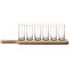 LSA International PX01 Paddle, set di Bicchieri da Vodka su tagliere in rovere lungo 40 cm, Trasparente