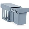 Relaxdays, Grigio Pattumiera ad Incasso da Cucina, Estraibile, Doppio Contenitore Ciascuno 8 l, Plastica HBT 35x25x47 cm, Acciaio