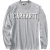 Carhartt Relaxed Fit Heavyweight Long-sleeve Block Logo Graphic T-shirt, Maglietta da lavoro Uomo, Torba, S