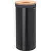 Brabantia - Cesto Portabiancheria - Pratico Apertura Quick-drop - Sacco Portabiancheria Rimovibile - Fondo Plastica Evita Pavimento Danni - Materiali Anti Corrosione - Look naturale - Matt Black - 35L