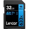 Lexar Professional 633x Scheda SD 32 GB, Scheda di Memoria SDXC UHS-I, U1, V10, Class 10, Fino a 95 MB/s di Lettura, SD Card per DSLR di Fascia Media, Videocamera HD, Fotocamere 3D (LSD32GCB1EU633)