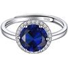 ChicSilver Anelli Donna Regolabili Anello Con Pietra Azzurra, Rotondo Anello Pietra Blu Argento Regolabile Pietra Settembre Confezione Regalo