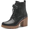 MARCO TOZZI Stivaletti Donna con Tacco in Pelle Sintetica con Lacci, Black/Nature, 36 EU