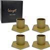 heimzeit Portacandele in Metallo per Candele a Stelo Ø22 mm e Candele da Tavolo [4 Pezzi, Esagonale], Colore: Oro, Design Elegante, Candelabro per una Raffinata Decorazione Della Stanza