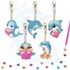 Zamety 5 Pezzi Diamond Painting Portachiavi, Delfini Diamantini Crystal Art Portachiavi, Fai da Te Diamond Painting Pendente, Trapano Completo Arte Pendant Kit