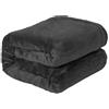 ETREXONLINE Coperta Flanella Morbido per Divano e Lette, Plaid Coperta Pile Caldo 100% Poliestere - Nero, 220x240cm