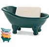 dodococa 1 mini vasca da bagno con piedini in ceramica colorata da 14,2 cm, portasapone decorativo, piccolo vaso per piante, organizer per trucchi, contenitore, vasca da bagno per criceti (verde)