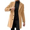 Generic Trench di lana da uomo monopetto medio lungo risvolto pisello cappotto casual slim autunno inverno all'aperto antivento business soprabito, C# cachi, 5XL