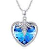 JFASHOP Collana con fiocco di neve in argento sterling 925, con cuore blu, per matrimonio, anniversario, compleanno, per moglie, fidanzata e lei, Argento sterling