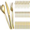 Berglander Set di posate da sposa in oro 60 pezzi per 20 in acciaio inossidabile con placcatura in titanio, set di coltelli per forchette forchette in oro per casa, matrimonio, ristorante
