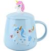 Dekohelden24 Tazza per bambini con manico/unicorno – giallo H/Ø ca. 8 x 7  cm, capacità 150 ml, porcellana