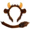 XEPST Set di costume per corna di toro, orecchie e coda di mucca, con corna di bue, fascia e coda di toro, per cosplay, feste di compleanno e Halloween