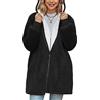 TOMEEK Giacca in Pile con Cappuccio Lungo da Donna Oversize Manica Lunga Soffice Cappotto in Peluche Caldo Giacca in Pile Teddy Giacca Invernale con Cappuccio Capispalla Cardigan,Nero,L