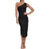 RPAEOY Vestito Donna Eleganti Monospalla Senza Maniche Ruched Midi Casuale Orlo a Fessura Abito da Sera Vestito Sexy Banchetto Festa Damigella d'Onore Cerimonia Cocktail Formale (Nero,M)