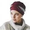CAREBELL Turbante Oncologico Modello Comfort - Design Ikat Bordeaux, Bambù Morbido e Traspirante, Speciale per Chemioterapia, Alopecia e Pelle Sensibile