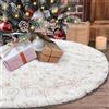 Dremisland Gonna Grande Albero di Natale, 90cm Finta Pelliccia Albero di Gonna Bianco e Oro Fiocchi di Neve Rami di Vite Tappetino per albero di Natale Coperta Ornamenti Natalizi Decorazione Casa