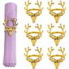 kissral 6Pcs Renna Portatovaglioli Natalizi, Festive Porta Tovagliolo Casa Fibbia Set per La Decorazioni della Tavola Festa di Natale Essenziale (Oro)