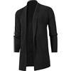 ROLAQDK Cardigan Lungo Asimmetrico Uomo Giacca Primaverile Cardigan con Risvolto Lavorato a Maglia Moda Primavera ed Estate da Uomo Top a Maniche Lunghe Top Traspiranti da Uomo Cappotto Uomo Pelle