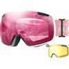 OutdoorMaster Heron Occhiali da sci con 2 lenti, senza montatura, lenti toriche HD intercambiabili magnetiche, occhiali da snowboard OTG per uomini e donne, occhiali da neve con protezione UV al 100%