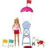 Barbie -Playset Bambola Bagnina con Costume Rosa, Cane e Tanti Accessori, Giocattolo per Bambini 3+ Anni, GTX69