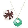 COAI Collana da Donna con Ciondolo Circolare di Agata Verde Pietra Naturale, Collana Agata Verde da Donna