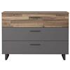 Forte NEWFACE Forte Sirious Black Comò con 3 cassetti, in legno, rovere nodoso/grigio tungsteno uniforme, 120,1 x 85,8 x 41,3 cm