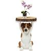 Kare Design tavolino Animal Mr Jack, marrone/bianco, Ø33cm, 52x33x33cm, cagnolino, tavolino da caffé, d`appoggio, animali, ripiano in legno