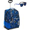 Seven Trolley Fit Seven Noongar, Blu, 35 Lt, 2in1 Zaino con Sollevamento Spallacci per uso Trolley, Scuola & Viaggio + Occhiali da Sole con Custodia