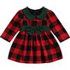 Siyova Abito Bambina di Natale con Stampa Scozzese Abito da Principessa Manica Lunga a Vita Alta con Fiocco Vestito Neonata Bambina Elegante Invernale (Rosso Nero, 5-6 Anni)