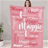 NIBESSER Coperta Personalizzata con Nome Plaid Personalizzato Comodo Morbido Coperta Pile Caldo Idea Regalo per Amici Bambini Nonni per Natale Matrimonio Compleanno, Rosa, 90x120cm