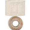 Fischer & Honsel Lampada da tavolo, Hanke|color legno, paralume in tessuto di lino, lunghezza: 20,00 cm, larghezza: 13,00 cm, altezza: 31,00 cm, con interruttore a corda, 1 lampadina E14 max. 25,0