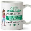 MUGFFINS Sorella Tazza/Mug - Questa Tazza Appartiene alla Miglior Sorella dell'Universo - Idea Regalo Originale di Compleanno - Tazza Migliore Sorella