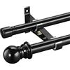 Harrms Bastone per tenda doppio - Asta in metallo estensibile nera 76 - 332 cm per tende con occhielli, oscuranti e voile, oscuramento della stanza