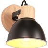 iDEGU Applique da Parete Rétro Vintage Orientabile Lampada da Parete Interno in Legno Ferro Industriale Plafoniere E27 Illuminazione Faretto da Parete per Soggiorno, Cucina (Nero, Interno Bianco)