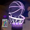 JOLLYEEP Luce Notturna pallacanestro per Bambini, Telecomando 16 Cambia Colore Dimmerabile, Lampada da Illusione 3D LED, Regali Natale per Ragazzi, Soggiorno Arredamento Camera da Letto