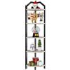 YMYNY Scaffale Angolare a 5 Livelli, Altezza 176CM Libreria, Porta Piante, Scaffale da Bagno, Struttura in Metallo, Libreria ad Angolo, per Soggiorno, Cucina, Grigio HBR006Y