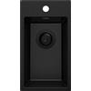 PRIMAGRAN Lavello da Cucina Tutto Nero 28x50cm, Lavandino da Cucina a 1 vasca + Sifone Classico, Lavabo da Cucina Incasso al mobile 30cm - Riga