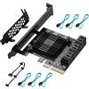 YUNKOZAND Scheda PCIE interfaccia 4X SATA a 6 porte, con 6 cavi e staffa a basso profilo, scheda di espansione PCIE a SATA, chip ASM1166