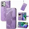 JIUNINE Cover per Motorola Moto G54 5G, Custodia Interno TPU Antiurto Portafoglio con Disegni di Farfalla [Carta Fessura] [Supporto Stand] Cover Libro in PU Pelle per Motorola G54 5G, Viola