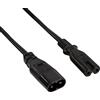 CABLEPELADO Cavo di prolunga alimentazione | C7 a C8 | IEC 60320 C7 a C8 | Sezione 0,75 mm² | 10 A 125 V | 2,5 A 250 V | H03VV-H2-F | Adatto per TV, rasoio e radio | Nero | 2 metri