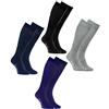 Rainbow Socks - Donna Uomo Colorate Calzini Lunghi Al Ginocchio di Cotone - 4 Paia - Negro Morado Grigio Blu - Tamaño 39-41