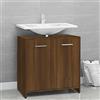 Tidyard Armadietto da bagno, mobile da lavabo, armadietto da bagno, armadietto da pavimento, per bagno, armadietto del lavandino, in legno, marrone, rovere 60 x 33 x 60 cm