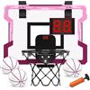 HYES Mini Canestro Basket da Camera Bambini, Mini Hoop con 3 Palline Agganciabile Giocattoli Sportivi Interno per Bambino Adulti Ragazzo Ragazza 4 5 6 7 anni Rosa