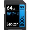 LEXAR SECURE DIGITAL 64GB 800X LETTURA 120MB/S - SCRITTURA 45MB/S V10